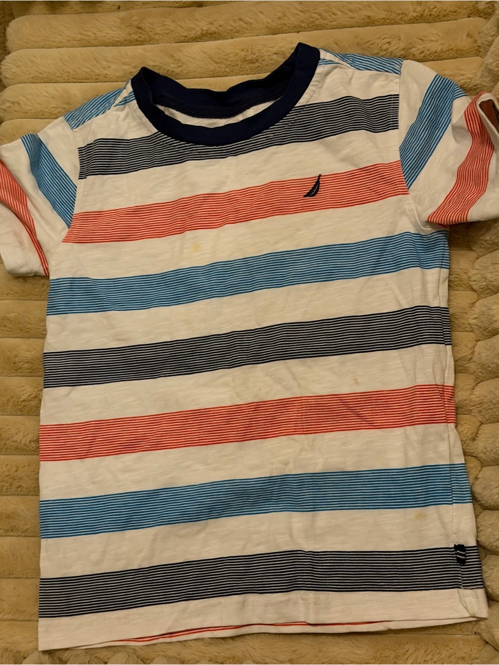 Nautica Kids Multicolor Striped Tee - White, Blue & Red